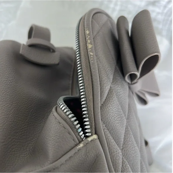 Betsey Johnson Quilted Gray Mini Backpack with Bow - Picture 5 of 5